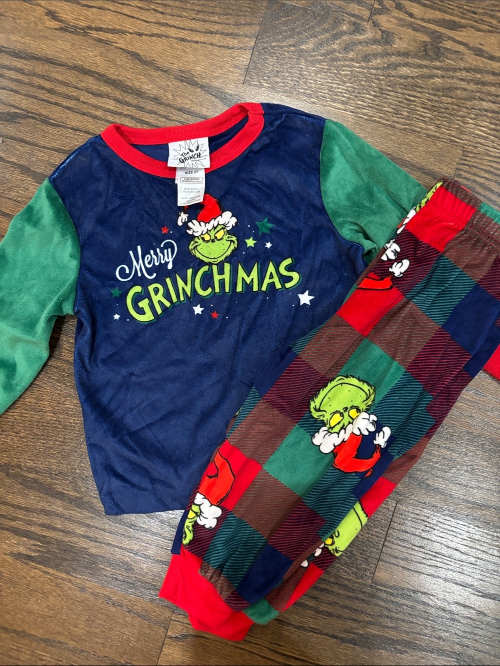Merry Grinchmas Kids Pajama Set - Navy, Green & Red